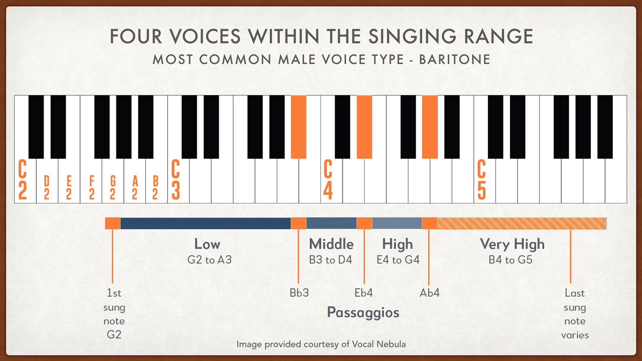 Four Vocal Ranges of the Male Singing Voice